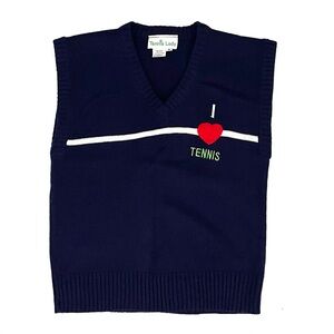 Vintage 70s Quantum! Tennis Lady Novelty I Love Tennis Sweater Vest, Medium